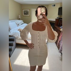 White stretch denim dress